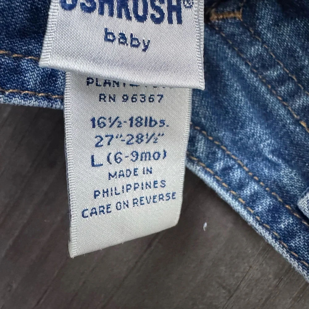 Osh Kosh BGosh Denim Pink Tag Skirt Overalls Dress Kids Toddler Vtg Vintage 6-9